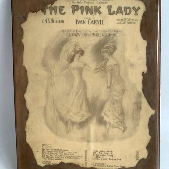 Vintage Piano Music The Pink Lady Laminated Lacquered on Wood Vintage - Picture 2 of 4